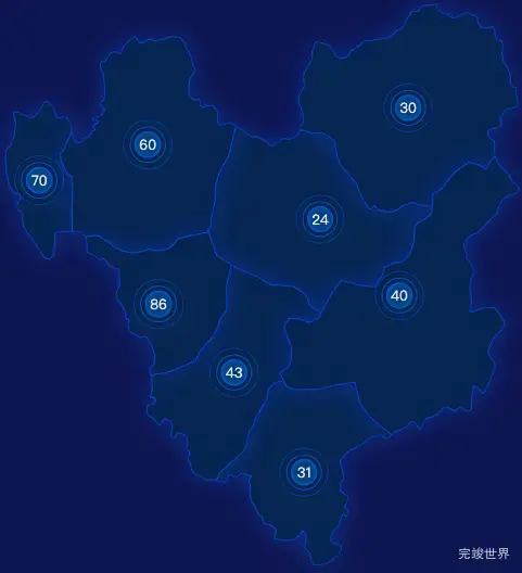 echarts韶关市翁源县geoJson地图圆形波纹状气泡图